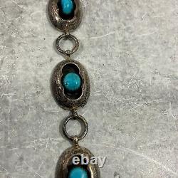 Vintage Navajo Sterling Silver + Turquoise Belt Native American 30 74g Necklace