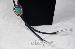 Vintage Navajo Sterling Silver & Turquoise Bolo Tie by George Oliver Bennett