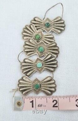 Vintage Navajo Sterling Silver Turquoise Concho Button Set Of Five