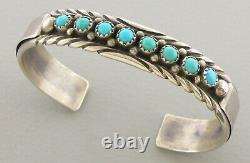 Vintage Navajo Sterling Silver Turquoise Cuff Bangle Bracelet