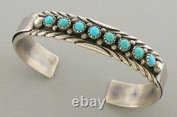 Vintage Navajo Sterling Silver Turquoise Cuff Bangle Bracelet