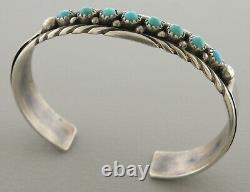 Vintage Navajo Sterling Silver Turquoise Cuff Bangle Bracelet