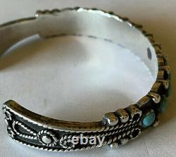 Vintage Navajo Sterling Silver Turquoise Cuff Bracelet