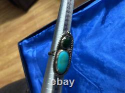 Vintage Navajo Sterling Silver Turquoise & Cycrophase Leaf Ring SIZE 8.5