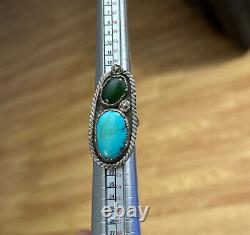 Vintage Navajo Sterling Silver Turquoise & Cycrophase Leaf Ring SIZE 8.5