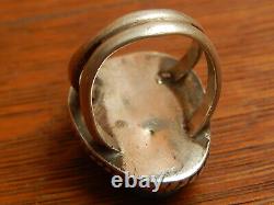 Vintage Navajo Sterling Silver Turquoise Double Shank Ring Size 8.5