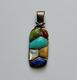 Vintage Navajo Sterling Silver Turquoise Gaspeite Sugalite Lapis Lazuli Pendant