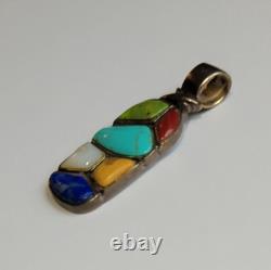 Vintage Navajo Sterling Silver Turquoise Gaspeite Sugalite Lapis Lazuli Pendant