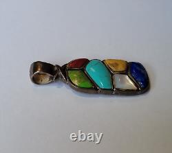 Vintage Navajo Sterling Silver Turquoise Gaspeite Sugalite Lapis Lazuli Pendant