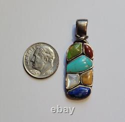 Vintage Navajo Sterling Silver Turquoise Gaspeite Sugalite Lapis Lazuli Pendant