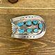 Vintage Navajo Sterling Silver Turquoise Horseshoe Scalloped Concho Belt Buckle