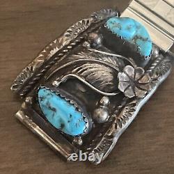 Vintage Navajo Sterling Silver & Turquoise Men's Watch Tips