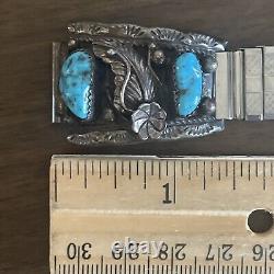 Vintage Navajo Sterling Silver & Turquoise Men's Watch Tips