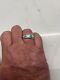 Vintage Navajo Sterling Silver Turquoise & Mother Of Pear Inlay Band Ring Sz 11