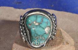 Vintage Navajo Sterling Silver & Turquoise Ring Size 10 1/4 c. 1960s
