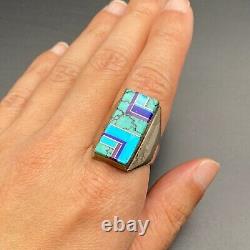 Vintage Navajo Sterling Silver Turquoise Ring Size 11