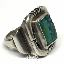 Vintage Navajo Sterling Silver Turquoise Ring signed'Jerry T Nelson