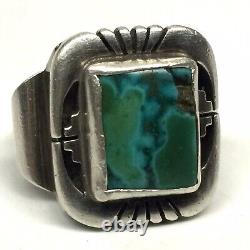 Vintage Navajo Sterling Silver Turquoise Ring signed'Jerry T Nelson