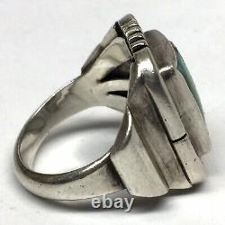 Vintage Navajo Sterling Silver Turquoise Ring signed'Jerry T Nelson