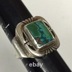Vintage Navajo Sterling Silver Turquoise Ring signed'Jerry T Nelson