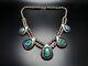Vintage Navajo Sterling Silver Turquoise Shadow Box Necklace Signed BKY 20