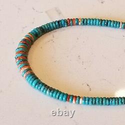 Vintage Navajo Sterling Silver Turquoise & Shell Beads Necklace