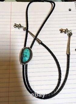 Vintage Navajo Sterling Silver and Turquoise Bolo Tie
