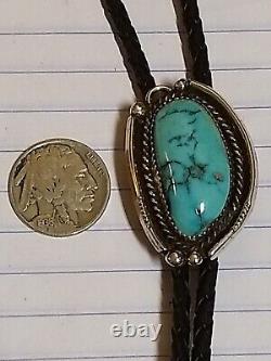 Vintage Navajo Sterling Silver and Turquoise Bolo Tie