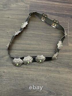 Vintage Navajo Sterling Silver and Turquoise Concho belt Stamped JS James Shay