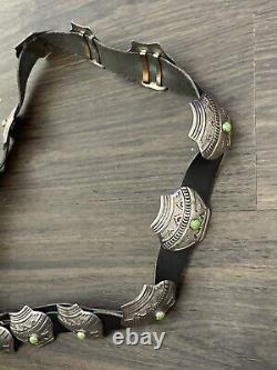 Vintage Navajo Sterling Silver and Turquoise Concho belt Stamped JS James Shay