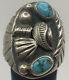 Vintage Navajo Sterling Silver and Turquoise Men's Ring by Mary Claw Size 9