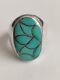 Vintage Navajo Sterling Silver turquoise fish scale ring Emma Bonney ELB SZ 11.5