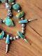 Vintage Navajo Sterling Turquoise Beaded Boulder Turquoise Claw Necklace 19