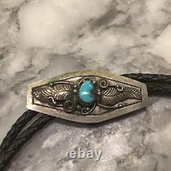 Vintage Navajo Sterling & Turquoise Bolo Tie and Silver Tips Antique/Old