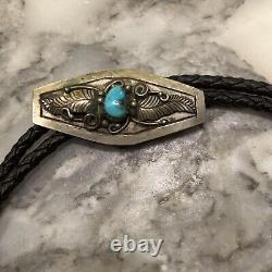 Vintage Navajo Sterling & Turquoise Bolo Tie and Silver Tips Antique/Old