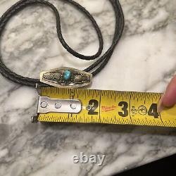Vintage Navajo Sterling & Turquoise Bolo Tie and Silver Tips Antique/Old