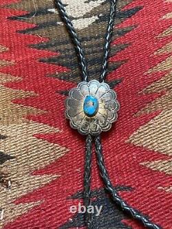 Vintage Navajo Sterling & Turquoise Bolo Tie and Tips