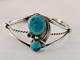 Vintage Navajo Sterling Turquoise Bracelet Signed Les Hill