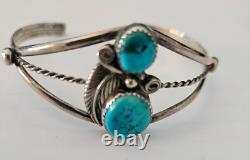 Vintage Navajo Sterling Turquoise Bracelet Signed Les Hill