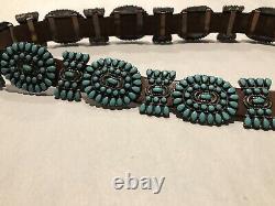 Vintage Navajo Sterling/Turquoise Concho Belt Famous Victor Moses Begay 35 20pc