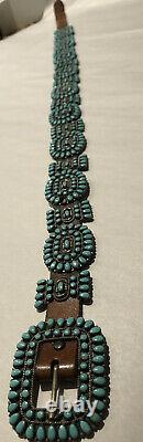 Vintage Navajo Sterling/Turquoise Concho Belt Famous Victor Moses Begay 35 20pc