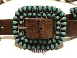 Vintage Navajo Sterling/Turquoise Concho Belt Famous Victor Moses Begay 35 20pc