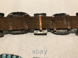 Vintage Navajo Sterling/Turquoise Concho Belt Famous Victor Moses Begay 35 20pc