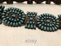 Vintage Navajo Sterling/Turquoise Concho Belt Famous Victor Moses Begay 35 20pc