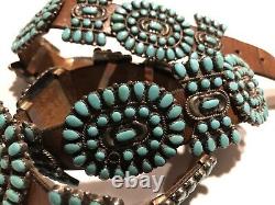 Vintage Navajo Sterling/Turquoise Concho Belt Famous Victor Moses Begay 35 20pc