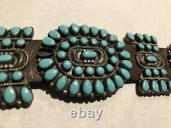 Vintage Navajo Sterling/Turquoise Concho Belt Famous Victor Moses Begay 35 20pc