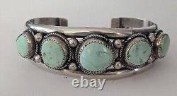 Vintage Navajo Sterling Turquoise Cuff Bracelet SIGNED 60 Grams
