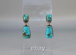 Vintage Navajo Sterling and Turquoise Earrings Signed V. C. Hale