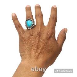 Vintage Navajo Sterling silver high grade Candelaria nevada Turquoise Ring Sz7