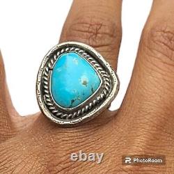 Vintage Navajo Sterling silver high grade Candelaria nevada Turquoise Ring Sz7